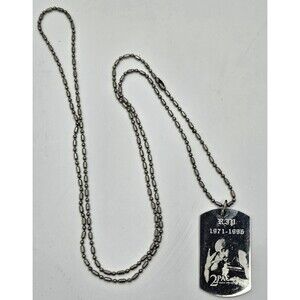 Mens Laser Etched 2 Pac Dog Tag With Long Ball Chain 19” Drop Unique